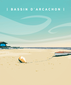 Affiche Bassin d&rsquo;Arcachon plage – 50x70cm – Fish Art Work