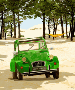 Carte d&rsquo;art Cédric Carrel Billiard  « 2CV Verte »