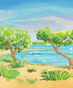 Carte d&rsquo;art Fish Art Work « Lac voiliers »