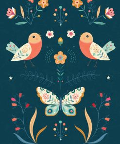 Carnet A6 Bee Brown « Birds and butterfly »