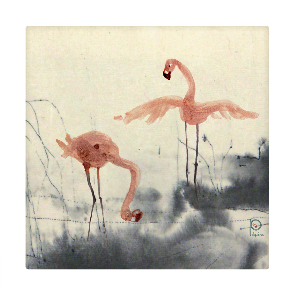 Carte d’art Pépins « Two flamingos »