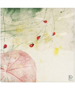 Carte d&rsquo;art Pépins « Coccinelles et feuille rouge »